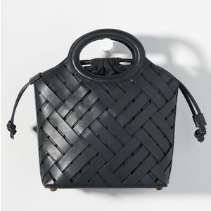 Anthropologie woven leather bucket bag